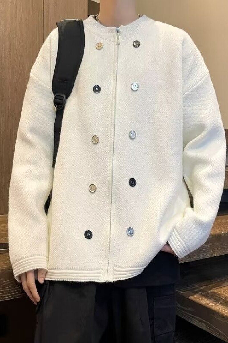 1506-1/MA3421/P50秋冬款韩版纽扣穿搭宽松休闲小香风针织衫,男装针织衫/毛衣,星座1506-1