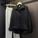 1506-1/CA6341/P36高级垂感休闲轻熟风男装冰丝长袖衬衣潮，男装衬衫，星座1506-1