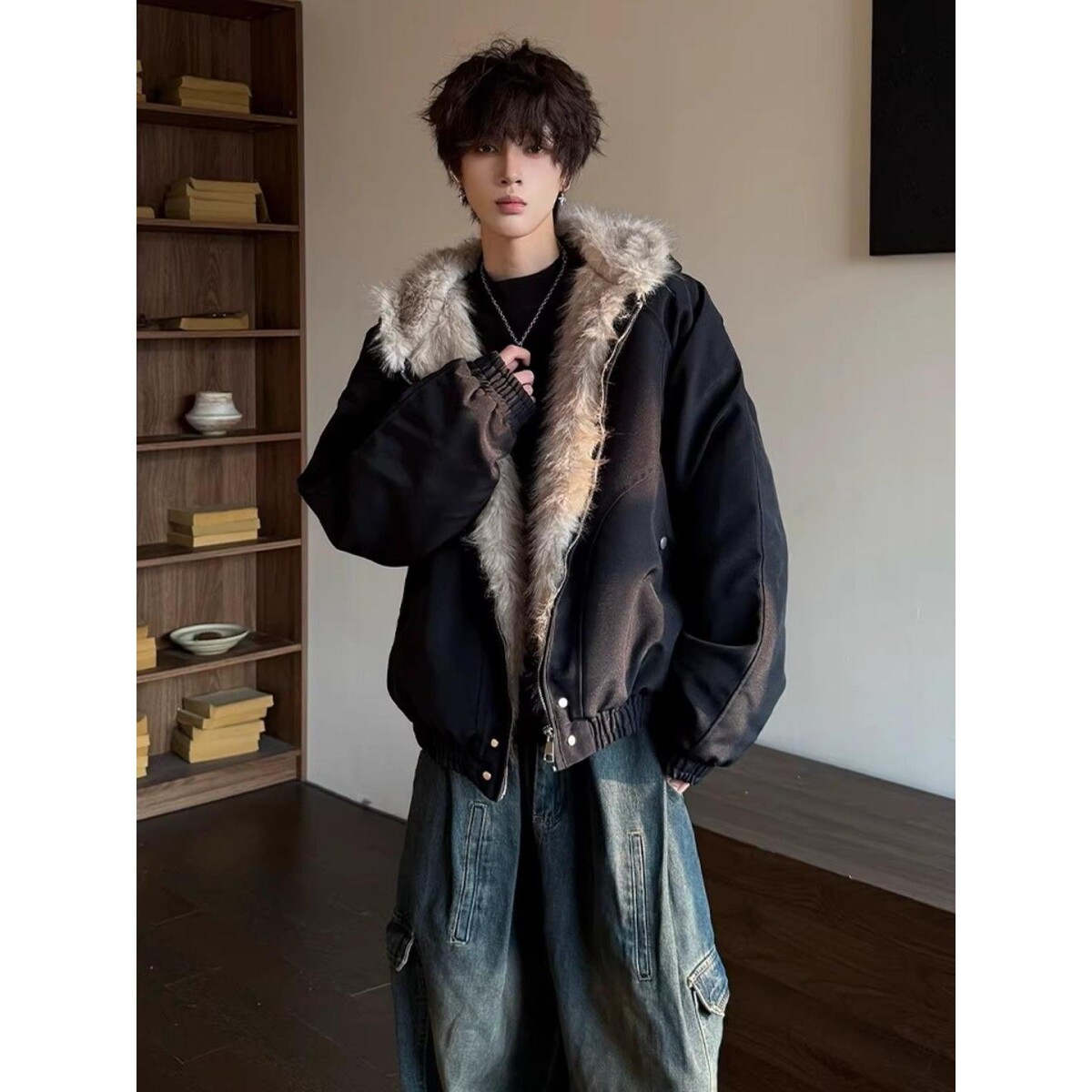 1506/M10811/P89男款冬装高级感痞帅棉服连帽美式复古保暖棉衣1,男装棉衣,星座1506-1