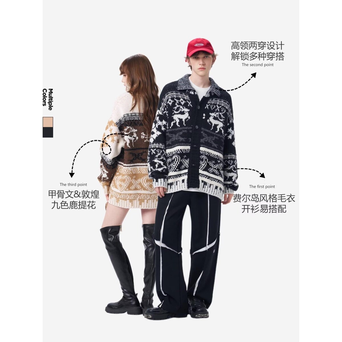 1506-1/M76091/P62复古提花扎染毛衣外套男女潮图片