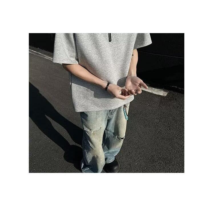 1506-1/TM231/P35美式潮牌短袖t恤男夏季百搭休闲半拉链半袖,男装T恤,星座1506-1