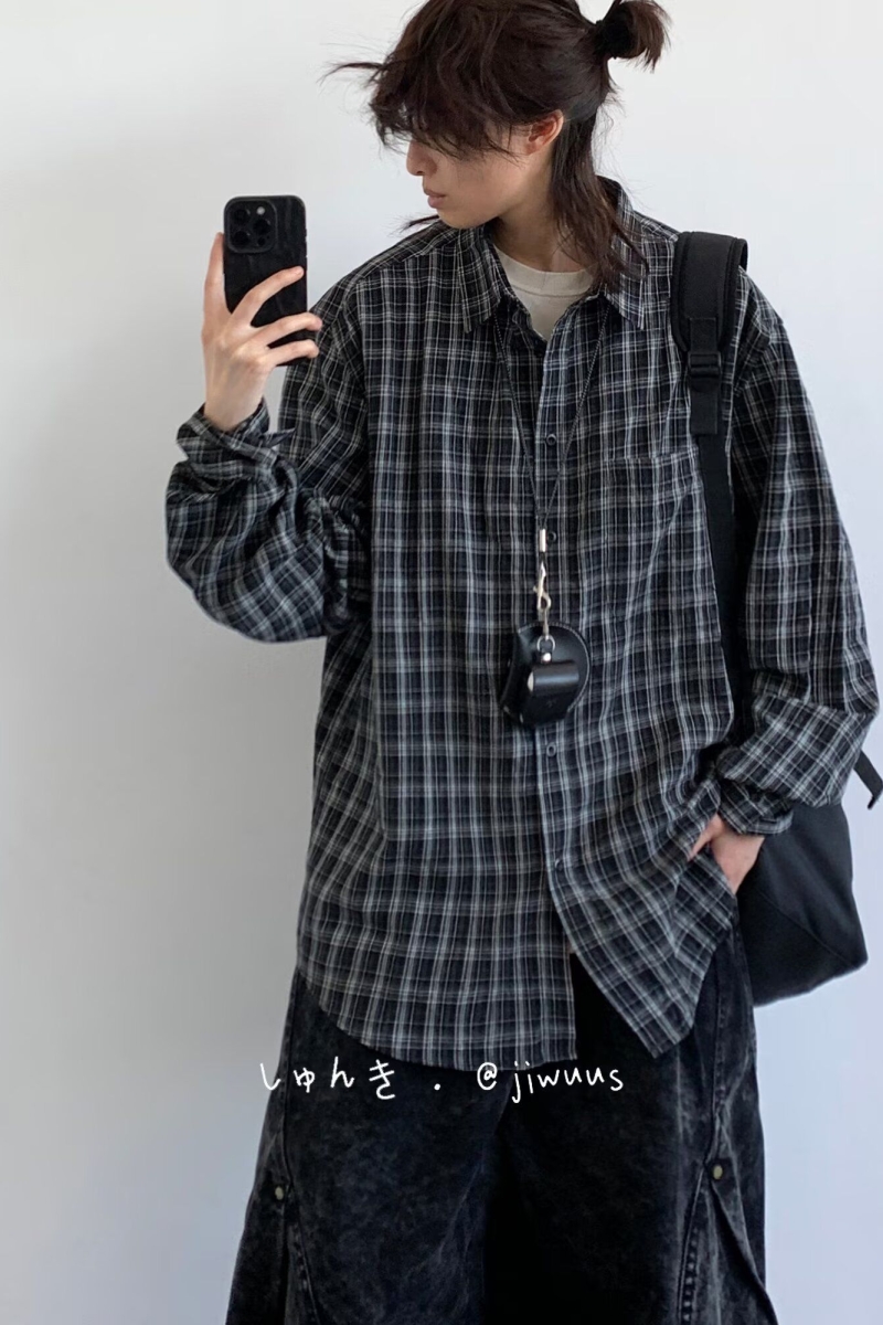 1506-1/CC1081/P46美式新款美式复古格子长袖衬衫男，男装衬衫，星座1506-1
