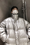 加厚情侣冬季白鸭绒立领宽松加厚保暖羽绒服银色028/，男装羽绒服，星座1506-1