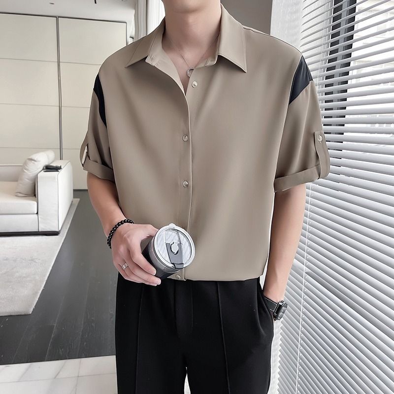 1506-1/CFCA6271/P40夏季薄款帅气短袖衬衫男士，男装T恤，星座1506-1