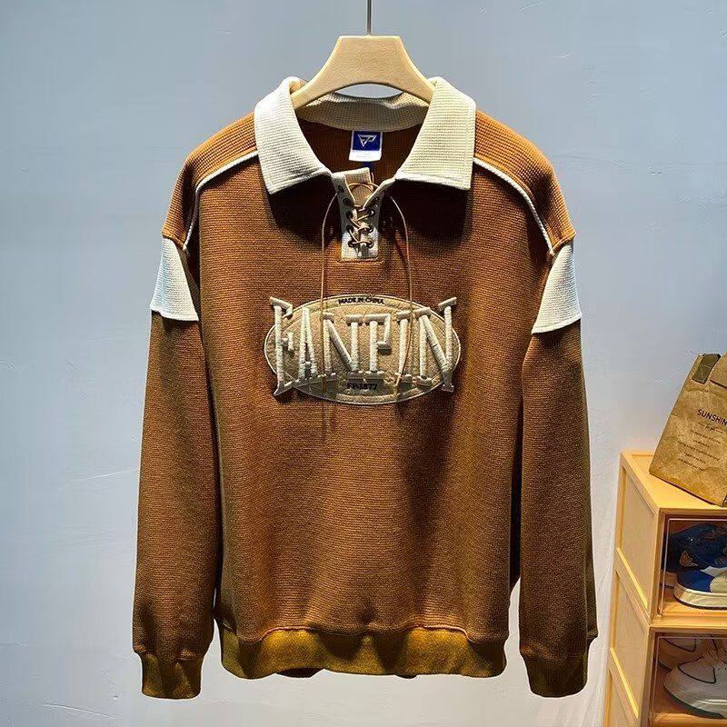 1506/WY7611/P41美式复古刺绣套头卫衣男女小众宽松情侣上衣1，男装卫衣，星座1506-1