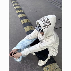 1506-1/W42181/P48卫衣男连帽春季ins宽松潮牌字母印花百搭外套,女生修身外套怎么搭配好看吗图片