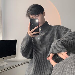 1506/ML0131/P56男士韩版潮流帅气百搭立领针织衫上衣高领外套3图片