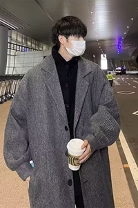1506/N4211/P69男士秋冬季加厚夹克风衣韩版中长款呢子外套2图片
