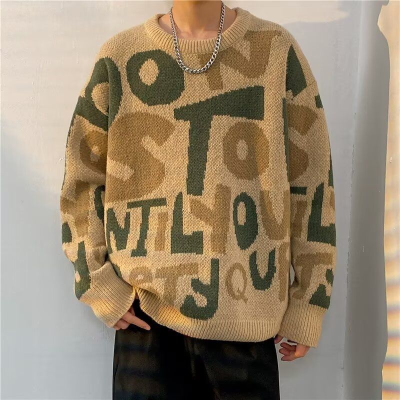 1506-1/MQ681/P47帛跃潮牌个性字母提花毛衣男，男装针织衫/毛衣，星座1506-1