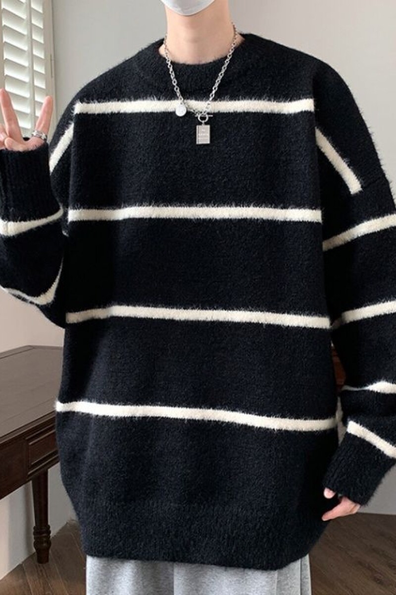 1506/MY031/P53软糯圆领毛衣男秋冬季撞色条纹针织衫1,男装针织衫/毛衣,星座1506-1
