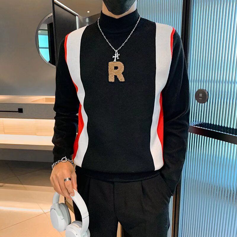 1506/MM8431/P54小众黑白撞色打底刺绣结构型设计感卫衣2，男装T恤，星座1506-1