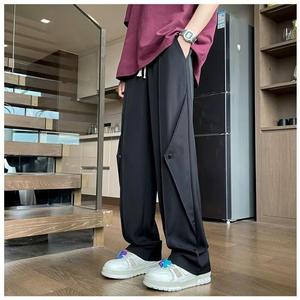 1506-1/KX081/P37冰丝裤子男款宽松直筒痞帅垂坠感阔腿休闲西裤图片