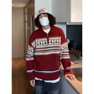 1506/M31651/P59秋冬新款开衫毛衣复古休闲慵懒风V领针织衫男图片