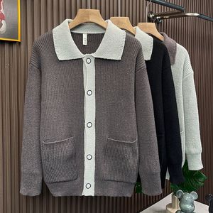 1506/M34831/P60男士外套秋季新款修身翻领纯色上衣休闲针织开衫1图片