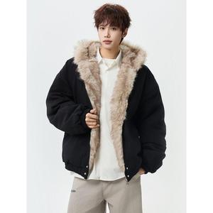1506/M99251/P89美式复古短款连帽毛领棉服派克服棉衣外套1图片