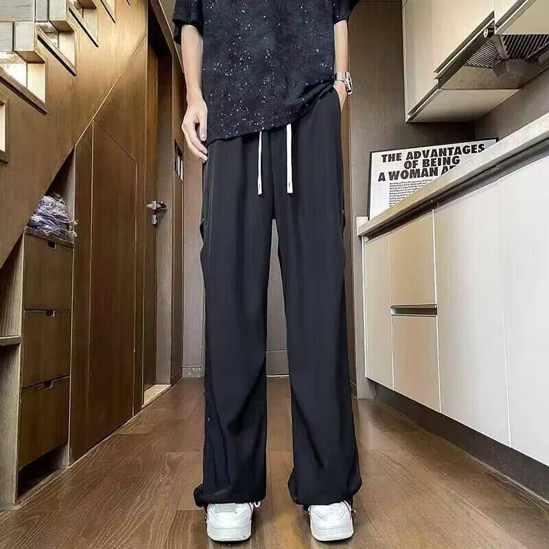 1506-1/KA6191/P44男纽扣设计痞帅垂感宽松直筒休闲长裤潮,男装西裤,星座1506-1