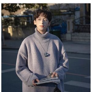 1506/MY101/P59高领毛衣男士冬季复古打底针织衫宽松套头线衣2图片