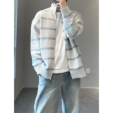 1506-1/MGT411/P71深蓝色费尔岛圣诞拉链毛衣外套，男装针织衫/毛衣，星座1506-1
