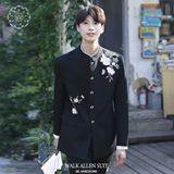 1506-1/XXZ121/P66外小立领中开白玉兰刺绣新中式西装炸街，男装西服套装，星座1506-1