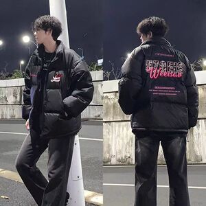 1506/M8051/P62秋冬美式印花潮流加厚宽松保暖棉服男女同款1图片