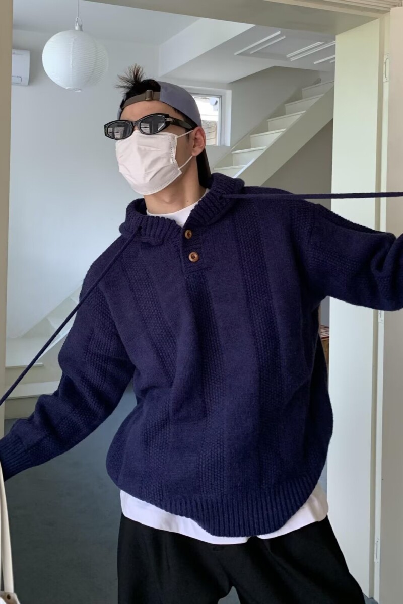 1506/QM2320/P57冬季套头纯色毛衣外套男女高级感连帽针织衫韩系2,男装针织衫/毛衣,星座1506-1
