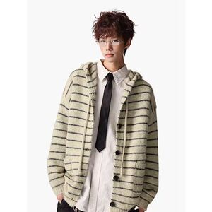1506/MM58261/P66秋冬美式复古休闲慵懒风V领针织衫男纯色外套2图片