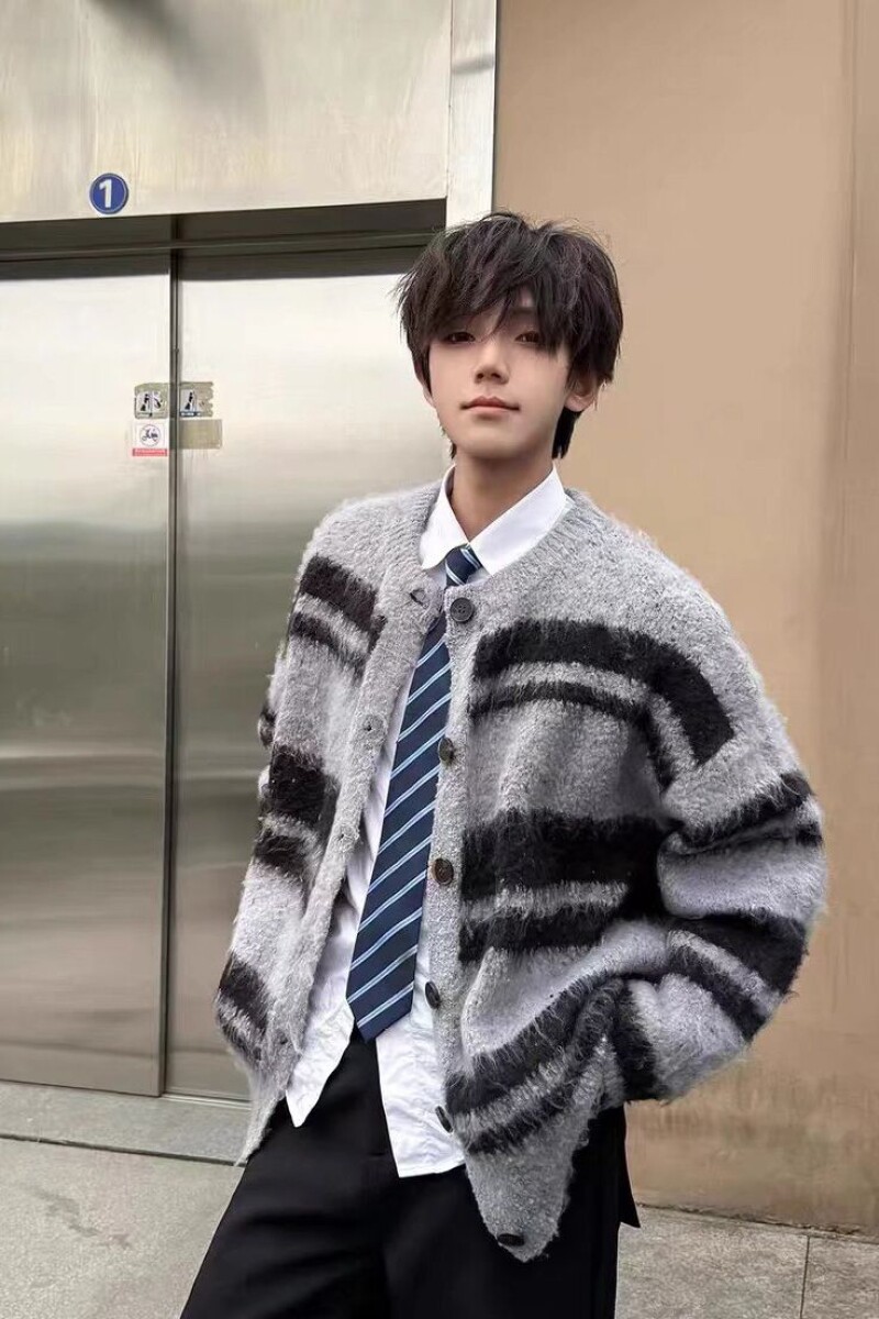 1506-1/MM371/P59美式复古软糯撞色针织衫外套男,男装针织衫/毛衣,星座1506-1