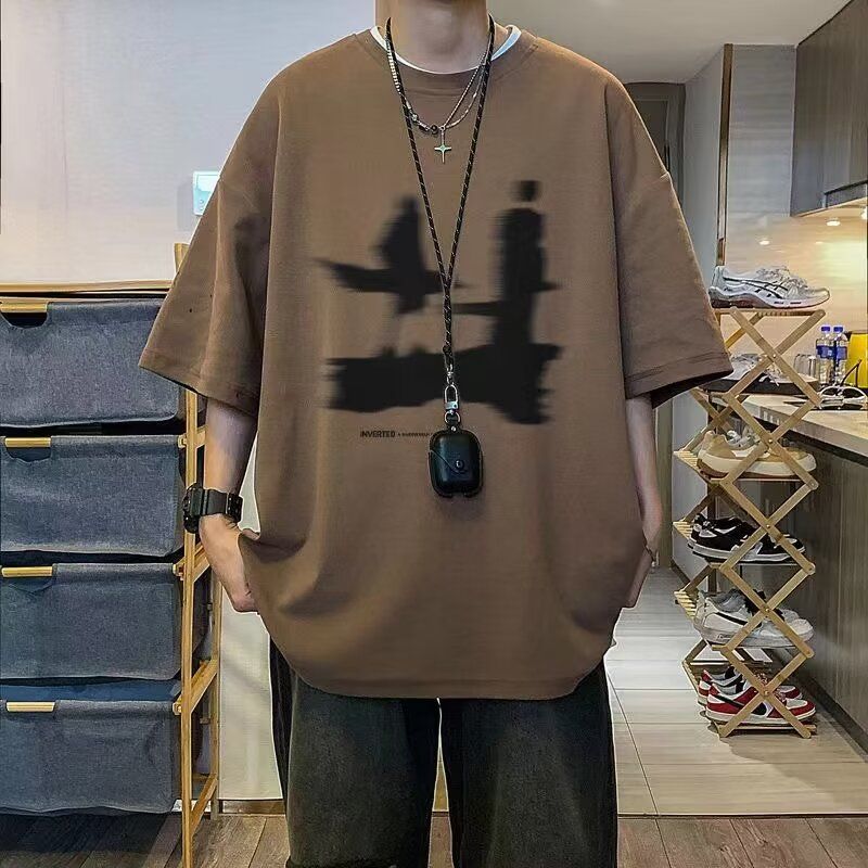 1506-1/TA1081/P31棕色重磅短袖T恤男美式复古图片