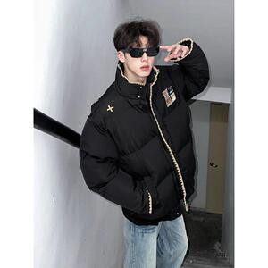 1506/Q9990/P85复古字母刺绣棉衣棉服男款秋冬撞色宽松情侣外套2图片