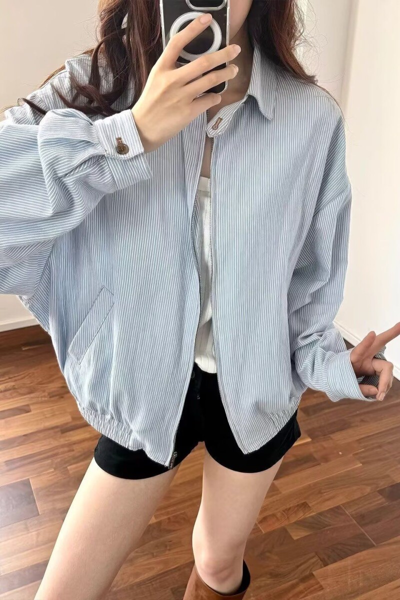 1506-1/CQC10051/P60条纹提花色织短款休闲长袖衬衫,男装衬衫,星座1506-1