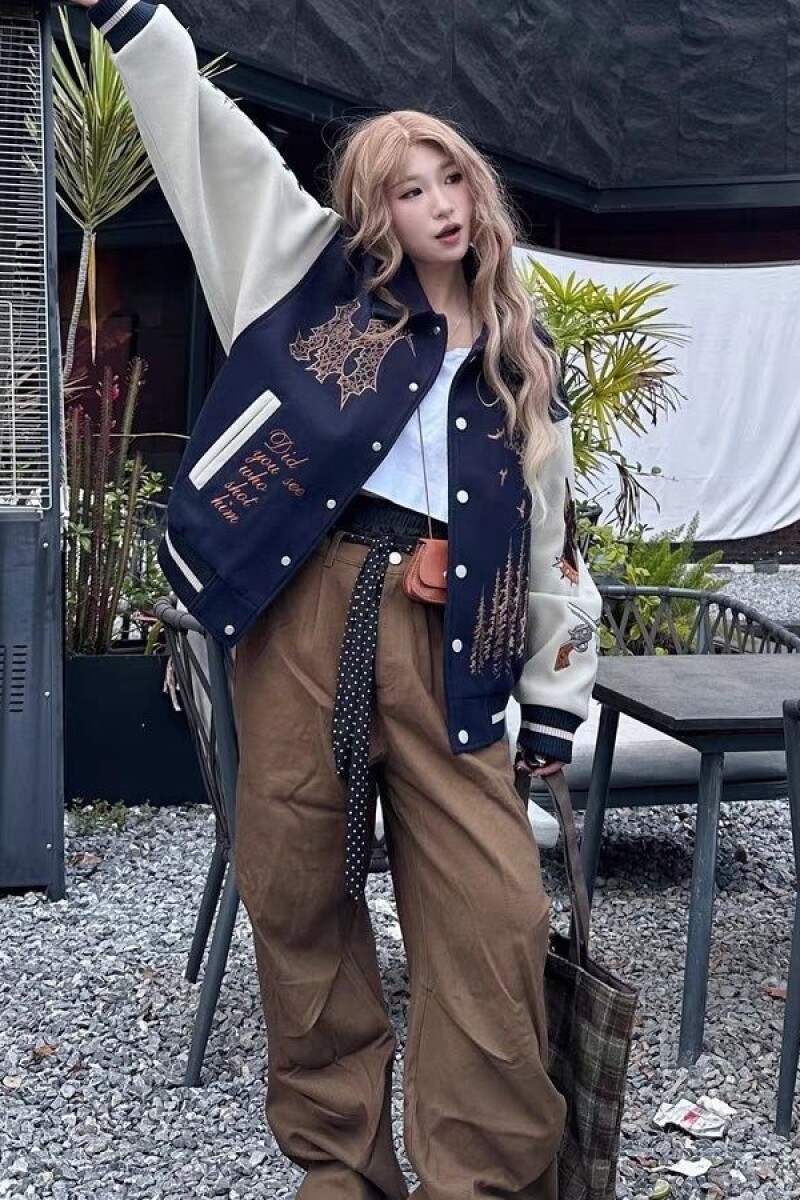 1506-1/J80101/P70美式复古刺绣字母拼接PU皮棒球服夹克男,男装夹克,星座1506-1