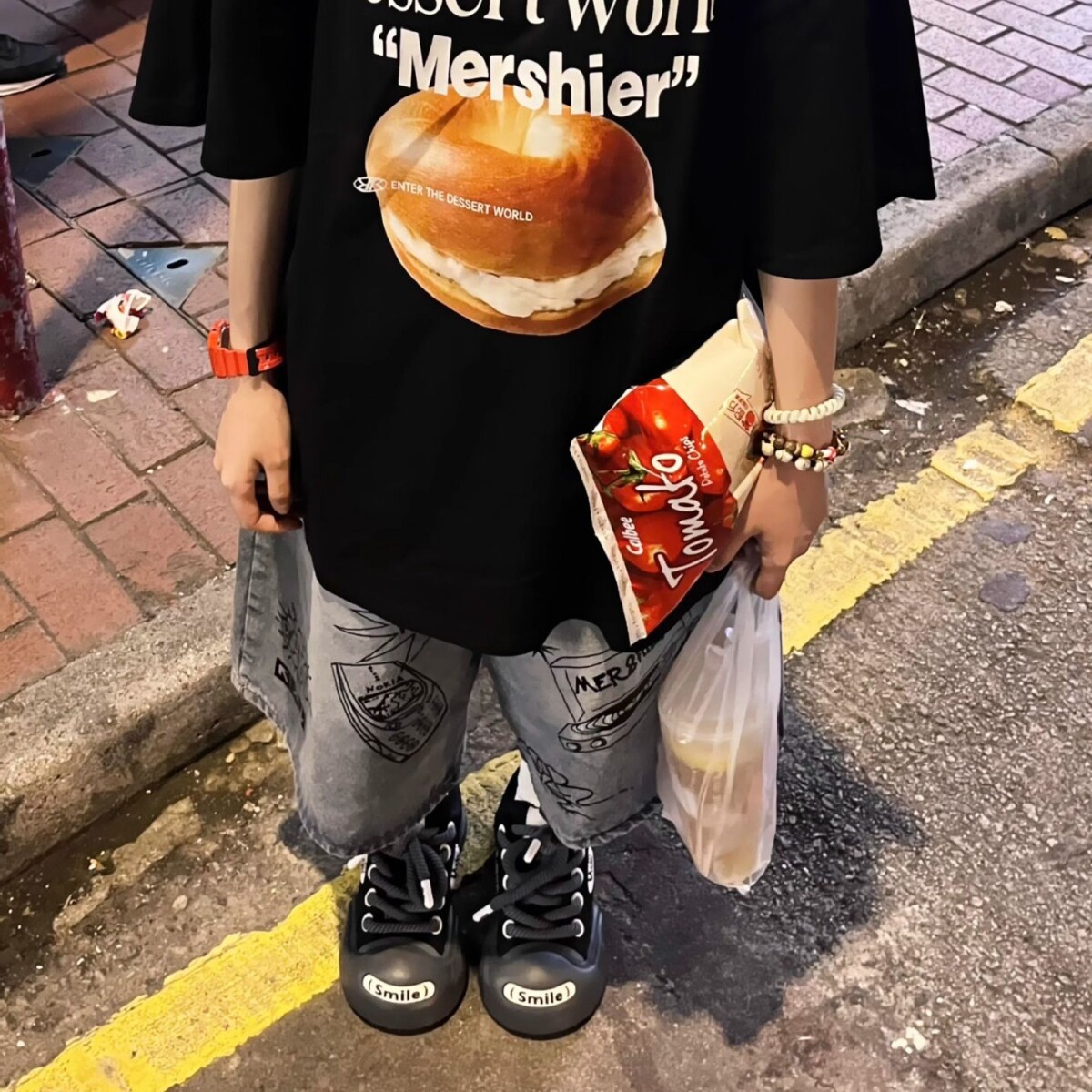 1506-1/KG3051/P43夏季美式复古涂鸦七分牛仔裤男,男装牛仔裤,星座1506-1