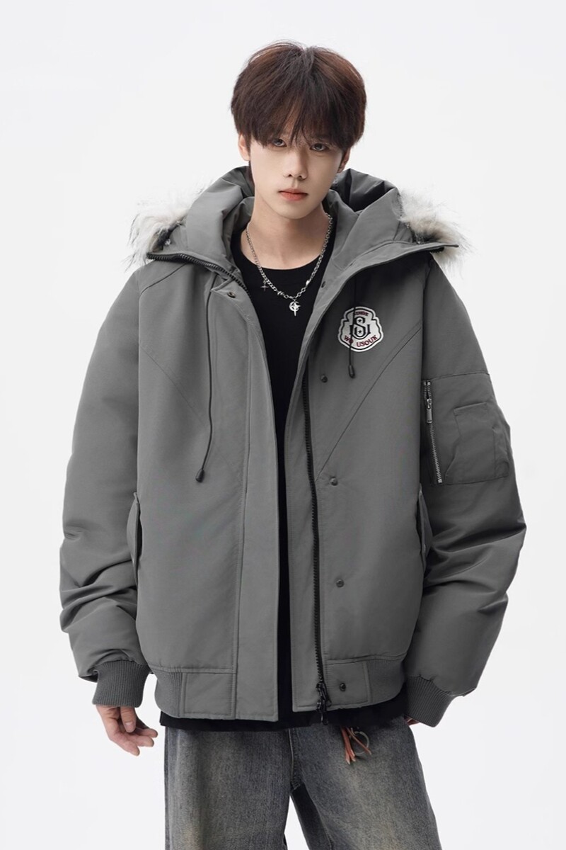 1506/Q86160/P94潮牌连帽毛领派克棉服男百搭情侣棉衣宽松外套,男装棉衣,星座1506-1
