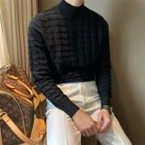 1506/MM8751/P60半高领毛衣男休闲修身免烫打底衫套头保暖针织衫1，男装T恤，星座1506-1