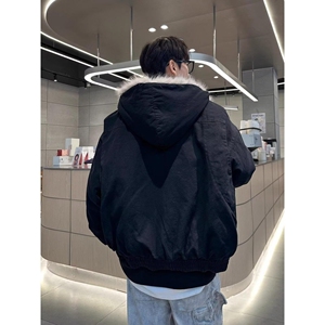 1506/Q86130/P90毛棉袄男士冬季座山雕连帽棉衣冬装情侣棉服外套图片