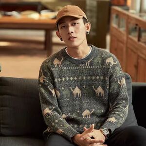 1506/MMY6151/P47男秋冬款韩版潮流宽松个性针织衫外毛衣2图片