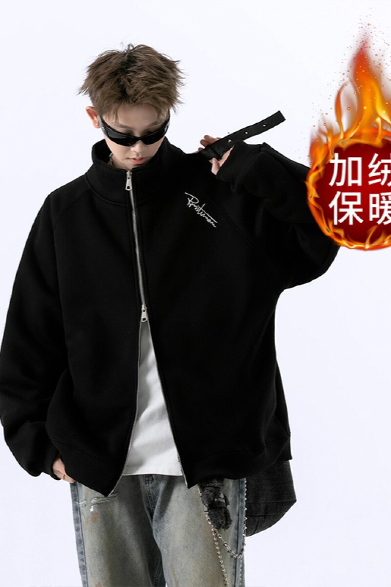 1506/WRW321/P54美式刺绣开衫卫衣男女秋冬宽松双拉链立领外套2,女装短外套,星座1506-1