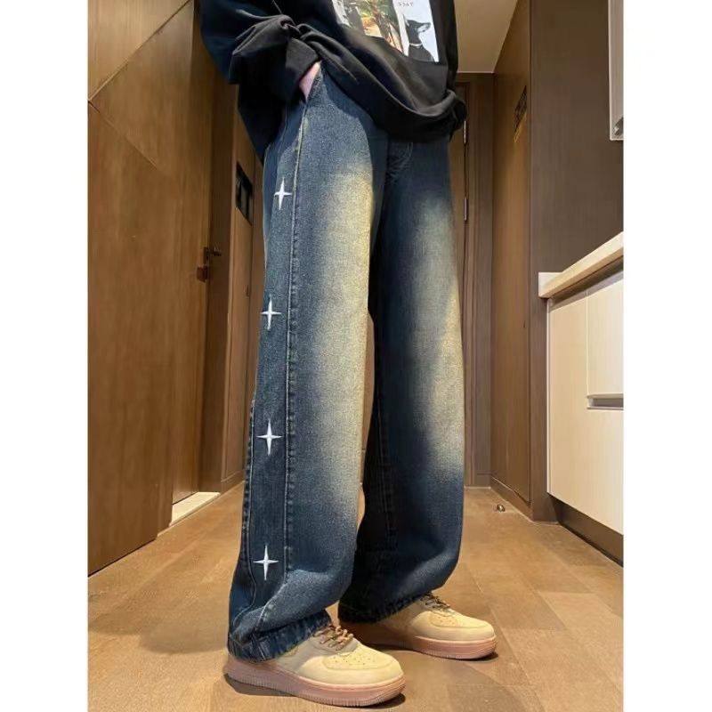 1506/K10201/P45美式复古潮牌星星直筒刺绣牛仔裤1，男装牛仔裤，星座1506-1