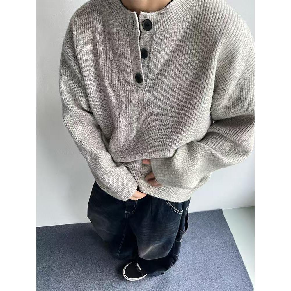 1506-1/M50101/P53灰色美式复古亨利领毛衣男款,男装针织衫/毛衣,星座1506-1