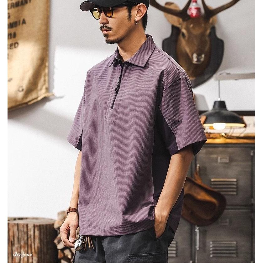 1506-1/TGT0141/P40季拼接撞色拉链领口透气户外短袖T恤,男装T恤,星座1506-1