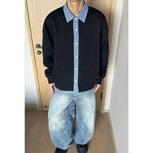 1506-1/WQ1071/P50帛跃春秋韩系时尚假两件卫衣男图片