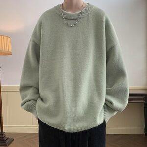 1506/QM1220/P43春秋季宽松慵懒风软糯线衣男百搭针织打底衫3图片