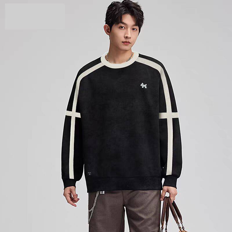 1506/WC731/P39韩版休闲拼接刺绣圆领修身套头卫衣百搭上衣1，男装卫衣，星座1506-1