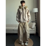 1506/M3671/P86大毛领连帽棉服男女冬季美式复古毛呢保暖外套1，男装棉衣，星座1506-1