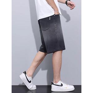 1506-1/KG581/P41烟灰色高街牛仔短裤男图片