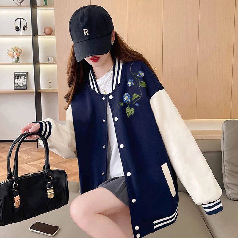 1506-1/JBQ81471/P69美式复古学院风休闲减龄棒球服外套,女装短外套,星座1506-1