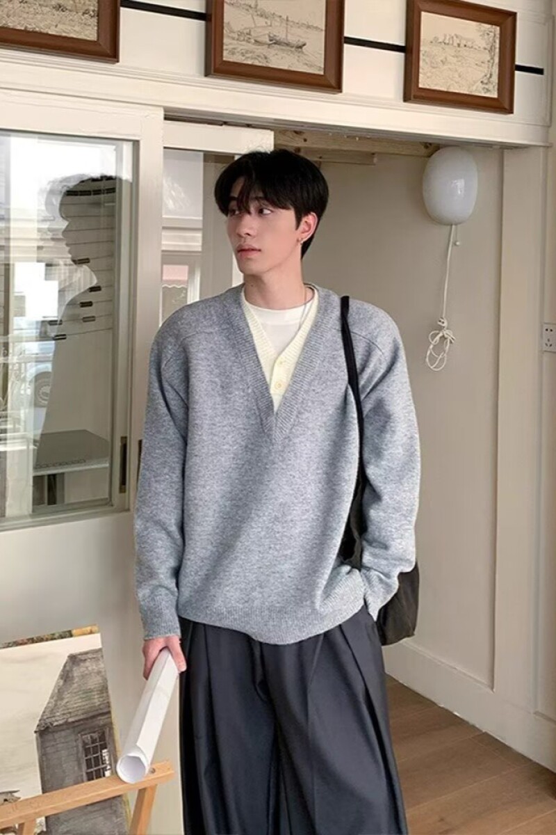 1506/MM53461/P61毛衣美式复古休闲慵懒风V领针织衫男纯色打底衫2,男装T恤,星座1506-1