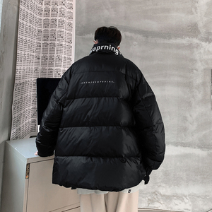 立领保暖无帽宽松面包服外套羽绒服男士冬季2021/图片