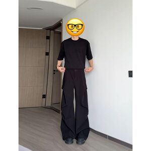 1506/Q2280/P44美式秋季新款潮牌宽松微喇垂感休闲长裤1图片
