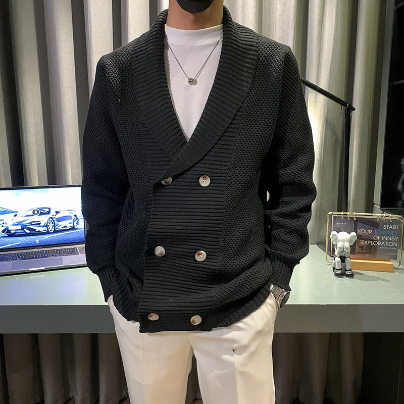 1506/M34751/P62男士青果领双排扣针织外套毛衣保暖秋冬季外穿1,男装针织衫/毛衣,星座1506-1